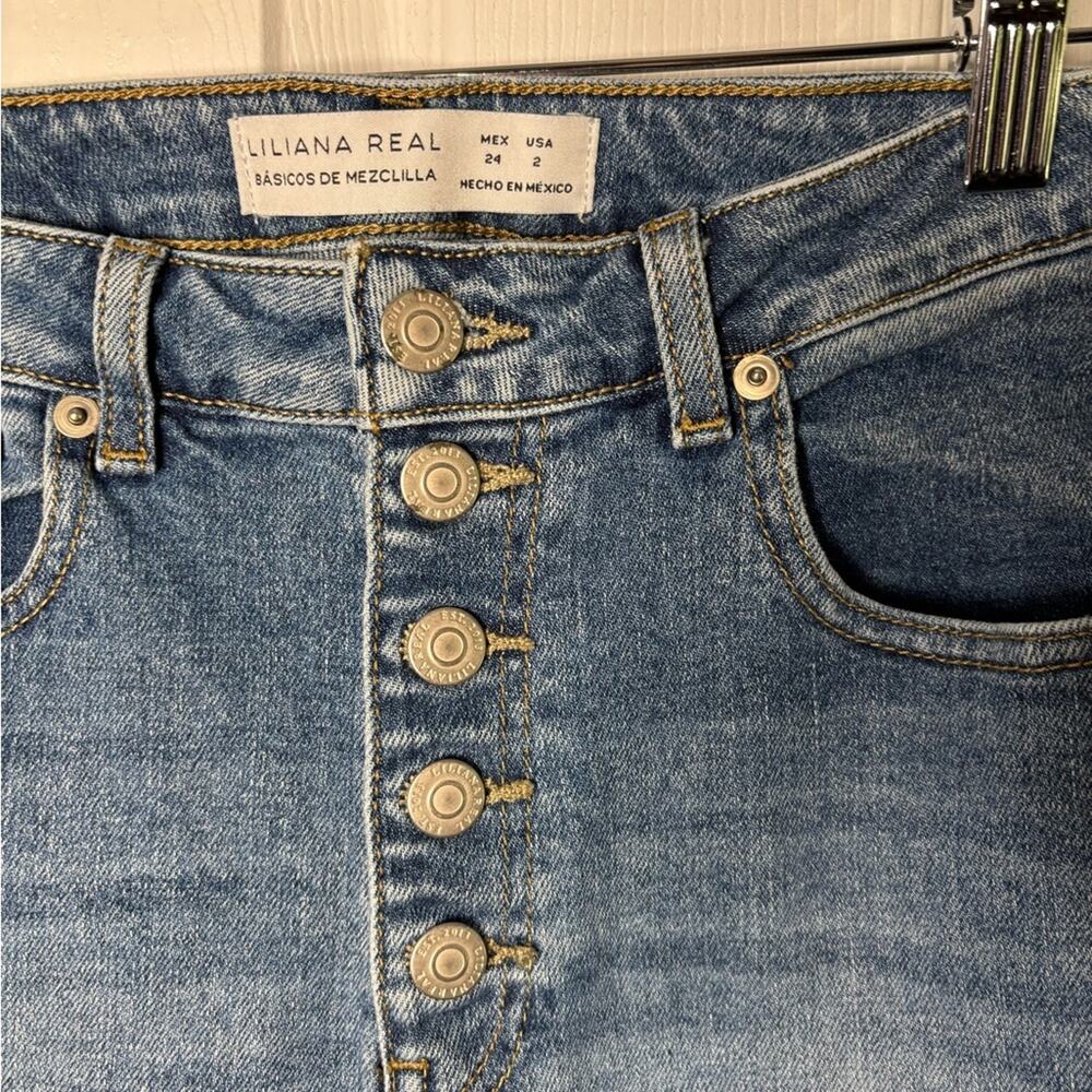 Liliana Real High Waist Button Fly Cropped Jeans 2 - Picture 4 of 5